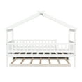 thumbnail image 4 of Holaki Twin Size Wood House Bed with Trundle and Guardrails for Kids, White, 4 of 7