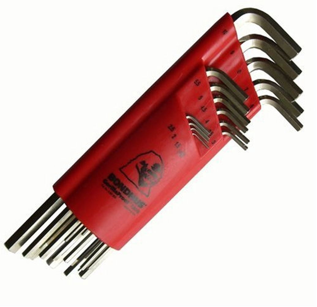Bondhus 17195 Set of 15 Hex L-wrenches with BriteGuard Finish Extra L