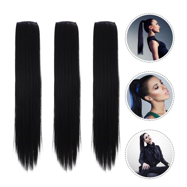 OUNONA 3Ud Peluca Ponytail Lisa Con Clip Para Peinado Fácil Y En Fiestas