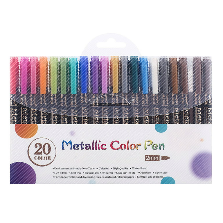 qucoqpe School Supplies Colored Pencils 1.5ml Color Hard Tip Sign Pen  Metallic Black Card Painting Pen 20 Colors Aesthetic School Supplies 