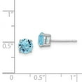 thumbnail image 2 of 925 Sterling Silver Rhodium Plated Aqua Blue Crystal Earrings Ri 6.25x6.25mm Wide Stud Earring for Women, 2 of 2