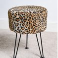 thumbnail image 5 of Home Soft Things Faux Fur Stool - Leopard - Black Leg - 13x13x17", 5 of 7