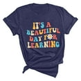 thumbnail image 4 of TSADFHJI T-Shirts pour Femmes Coupe Ample Manches 3/4 T-Shirt d'Été Décontracté Imprimé à Manches Courtes Col Rond m Bleu Foncé, 4 of 4