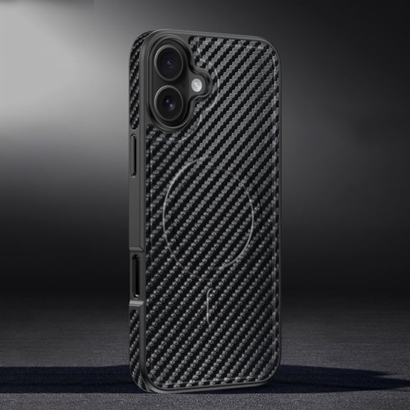 For iPhone 17 Case Compatible with MagSafe, Luxury Slim Shockproof Protective Cover with Leopard Print & Carbon Fiber Texture, Magnetic Phone Case for Women and Men,B