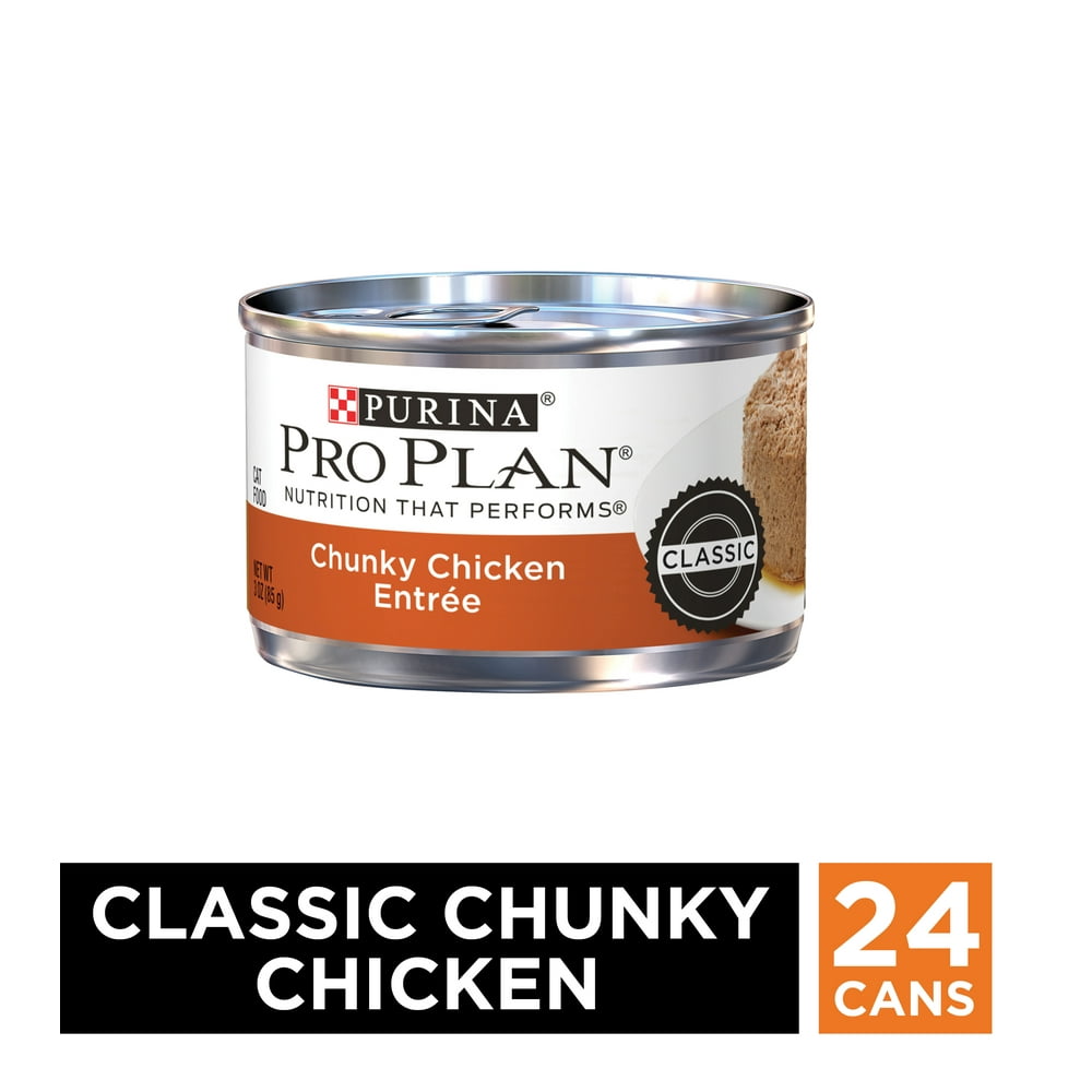 (24 Pack) Purina Pro Plan Pate Wet Cat Food, Chunky Chicken Entree, 3