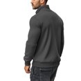thumbnail image 6 of Men's Quarter Zip Pullover Sweatshirt, Stand Collar Fleece Lined Casual Winter Fall Solid Top with Pocket for Daily Use and Outdoor Leisure,Dark Gray,2XL, 6 of 7