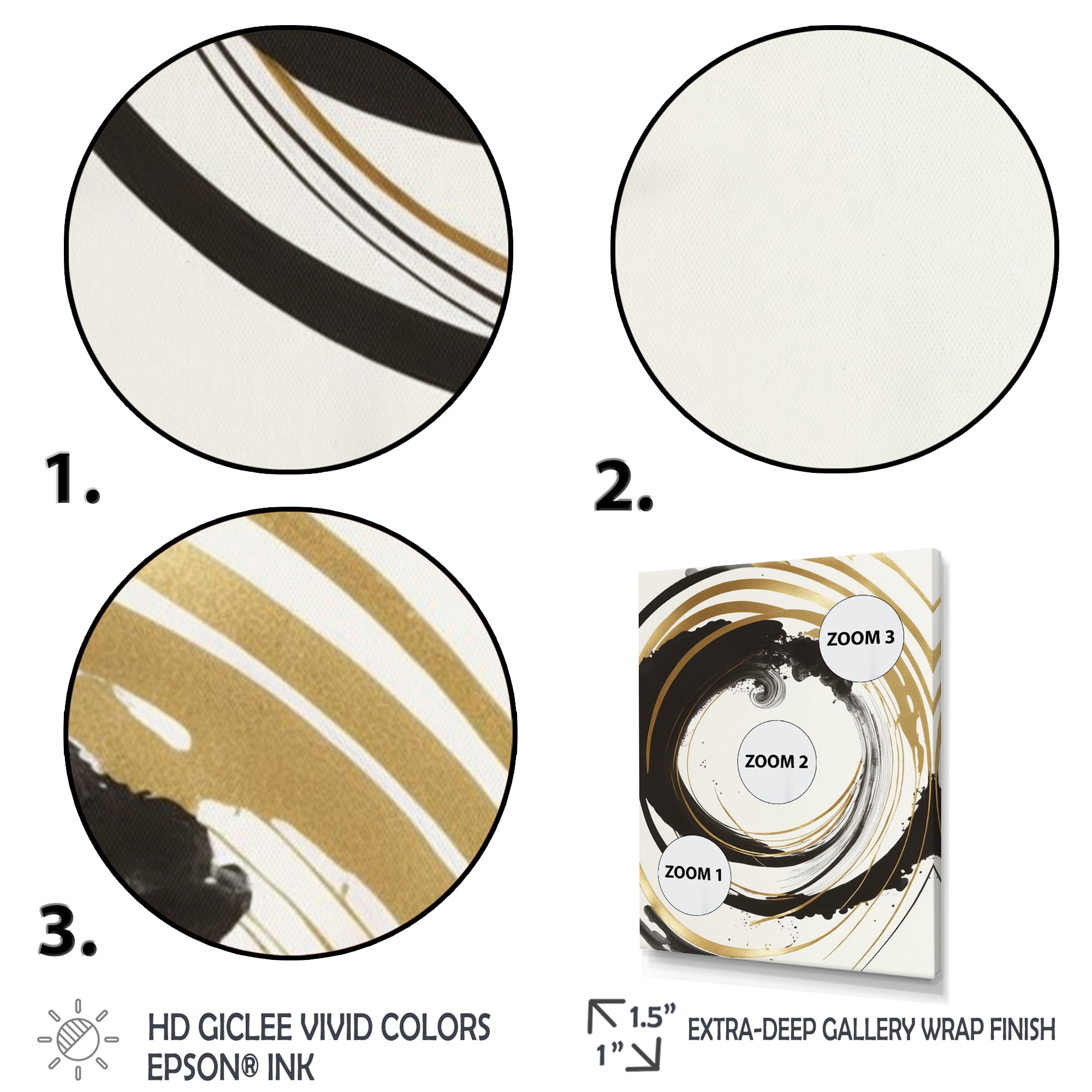 Designart Black And Gold Curves II Canvas Wall Art