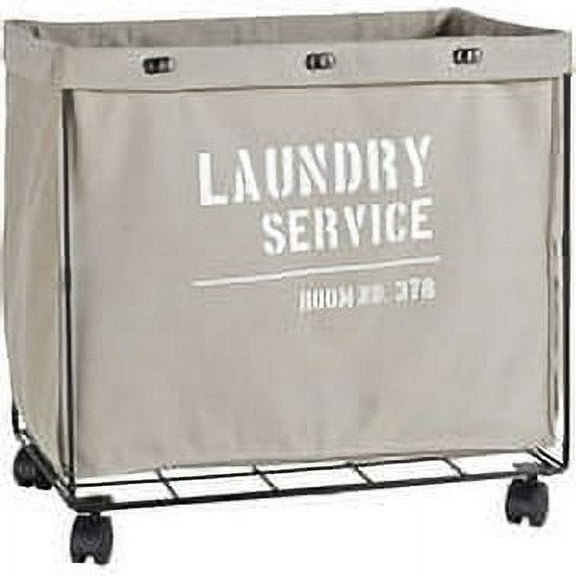 Danya B. Army Canvas Laundry Hamper on Wheels, Canvas Laundry Bag, Laundry Basket with Wheels