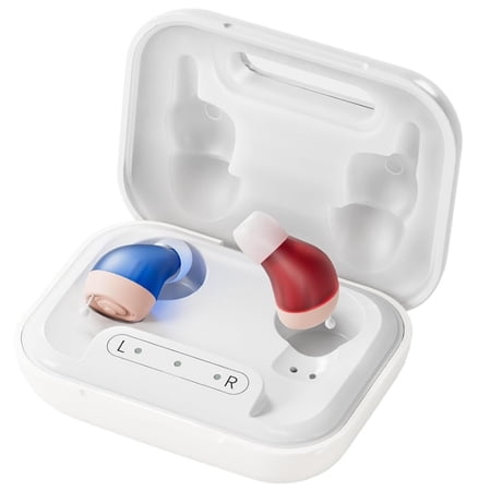 iadr Lite CIC Rechargeable Hearing Aids for Seniors – Nearly Invisible CIC Design with Multi-Channel Noise Cancellation, 3-Size Silicone Tips, Magnetic Charging Case with 40Hrs Backup, Beige