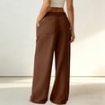 thumbnail image 6 of aohooy Wide Leg High Waist Pants for Women Summer Casual Button Up Palazzo Work Pant Beach Vacation Comfort Trousers with Pockets Brown,XXL, 6 of 8