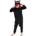 thumbnail image 3 of SWEETXIN Kids Cat Onesie Pajamas Halloween Plush Costume Sleepwear Christmas Gift for Girls Boys Jumpsuit 12Years, 3 of 7