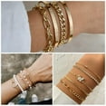 thumbnail image 3 of XC  Gold Plated Jewelry Set for Women,14k Gold Plated Multi Layer Necklaces Stackable Bangle Bracelets Stackable Knuckle Rings Hoop Earrings Set Anniversary Trendy Elegance Charms Anniversary, 3 of 7