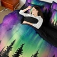 thumbnail image 4 of Homewish Aurora Borealis Twin Bedding Sets 7-Piece for Boys Girls,Abstract Gradient Starry Sky Bedding Comforter Set Microfiber,Jungle Woodland Breathable Sheet Sets,Ultra Soft Home Decor, 4 of 8