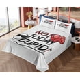 thumbnail image 4 of Ambesonne Emoji Fitted & Top Sheet Set with Shams, Not Today Cupid Writing Art, White Vermilion Dark Grey, 4 of 5