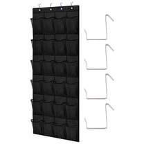 24 Pocket over the Door Shoe Organizer, Breathable Large Mesh Bag for Sneakers, Hanging Storage Solution for Shoes (Black)