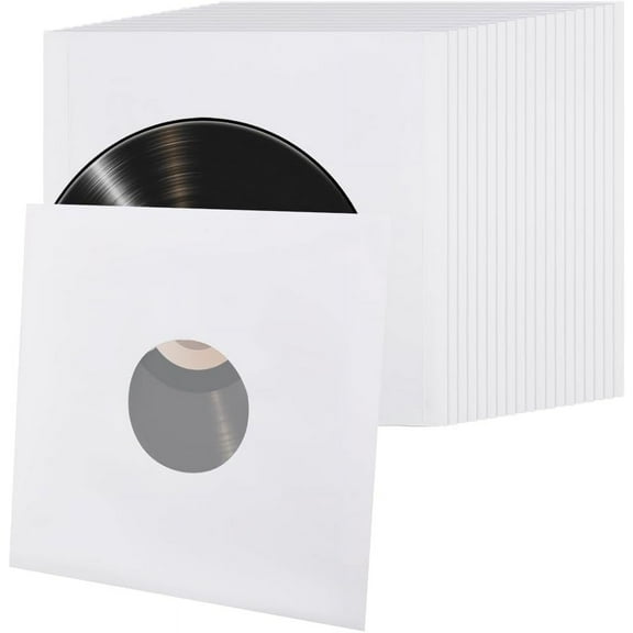 20Pcs 12" Vinyl Record Sleeves Anti Static Record Sleeves Paper Poly Lined Record Inner Covers for LP Vinyl Records with PE Film Lined for Record Protection White diy White