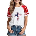 thumbnail image 2 of successthop 4th of July Clothes Women Red Blue White Anniversary T Shirt Festival Shirts Crewneck Short Sleeve Tops Red, 2 of 4