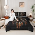 thumbnail image 4 of Manfei Safari Wolf Bedding Comforter Set, Bohemian Dreamcatcher Twin Comforter Sets, Wild Animal Bedding Set, Microfiber Bedroom Decor Reversible 2pcs, 4 of 8