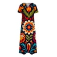 thumbnail image 4 of Robes pour Femmes 2024 Été Surdimensionné Décontracté Manches Courtes Col en V Robe Imprimée Robe Ample 50 % de Réduction!, 4 of 5