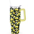 thumbnail image 2 of 40oz Yellow Lemon Pattern Stainless Steel Flip Straw Tumbler Spill Proof Travel Cup Double Wall Vacuum Insulated Coffee Mug with Top Handle, 2 of 6