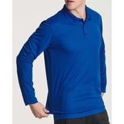 Real Essentials 3 Pack Men's Dry Fit Long-Sleeve Active Polo Shirt Casual Performance Golf (Available in Big & Tall)