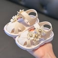 thumbnail image 2 of Siilsaa Toddler Sandals Open Toe Princess Flat Sandals Strappy Summer Shoes Beige,3.5, 2 of 5