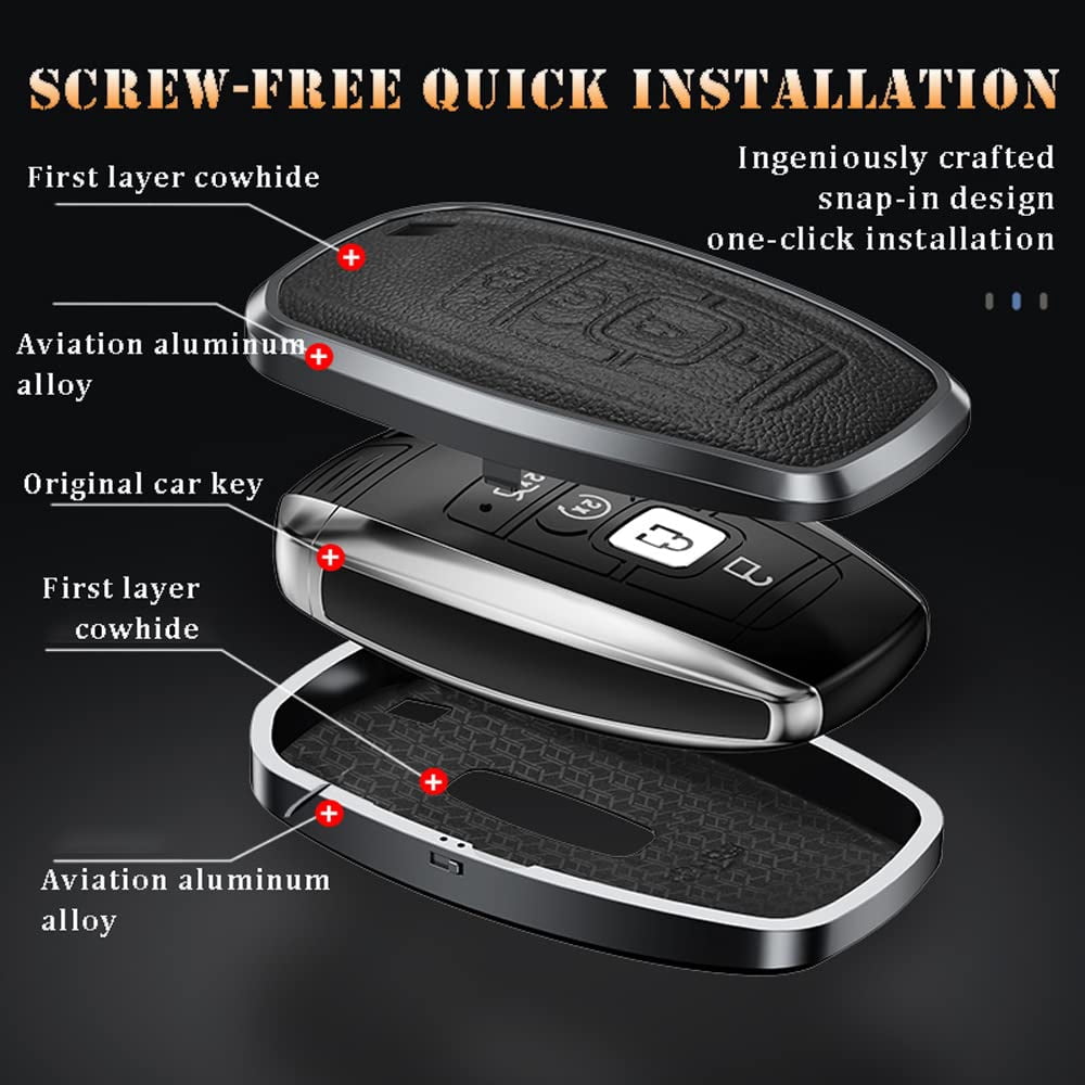 4 Button Key Fob Cover for Lincoln Continental MKC MKZ 2019 2018 2017 Navigator Aviator 2021 Keyless Entry Keychain Holder Full Protection Leather Key Fob Case