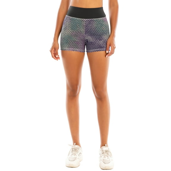 DODOING Yoga Hot Shorts for Women Tie Dye Tummy Control Workout Shorts Butt Lifting Ruched Sportwear, S-2XL