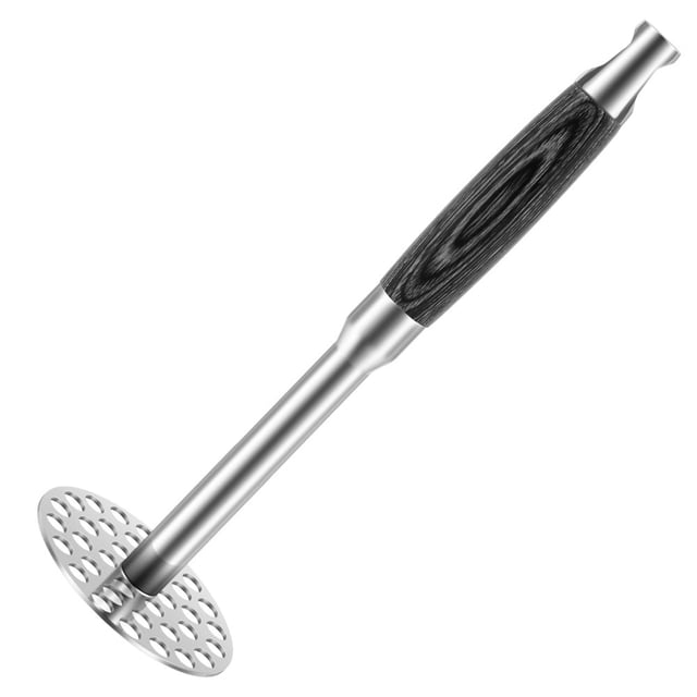 HLONK Stainless Steel Potatoes Masher for Fruit and Vegetables Dense Hole Wood Handle Avocado Masher Multipurpose Hand Mashed Potato Tool With Hanging Hole for Home Shop Restaurant