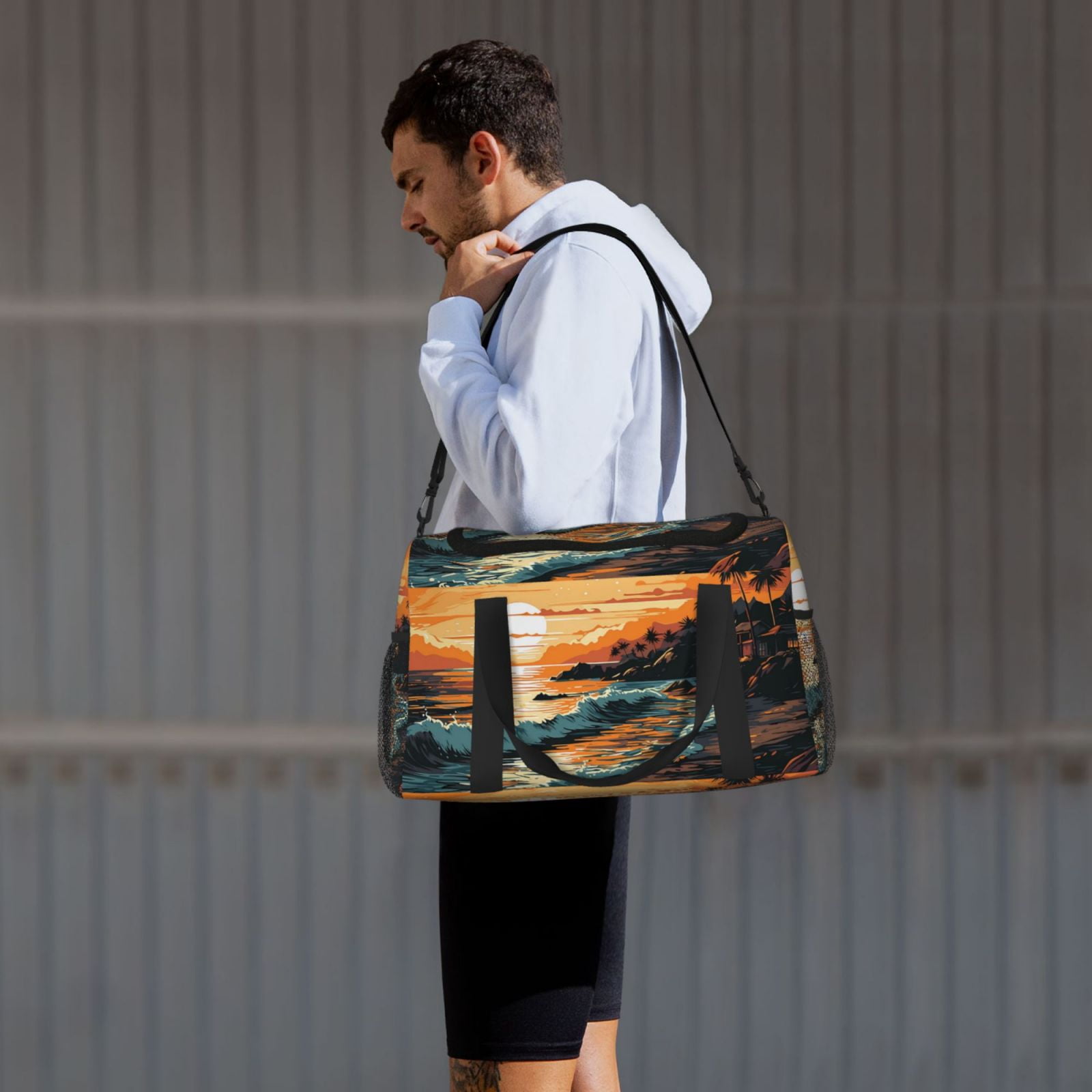 Fuzoiu Serene Ocean Sunset Print Travel Duffle Bag,Carry On Tote Bags,Duffel Bag,Sport Gym Bag, Hospital Bag for Labor and Delivery, Overnight Bag,Luggage Bag
