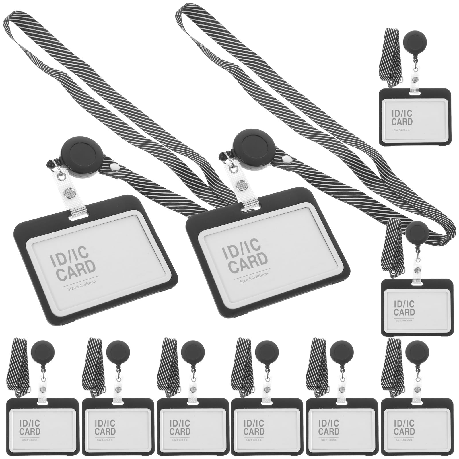 WHAMVOX  10 Sets Anti-scratch Cards Covers Transparent Clear Badge Holders Retractable Black