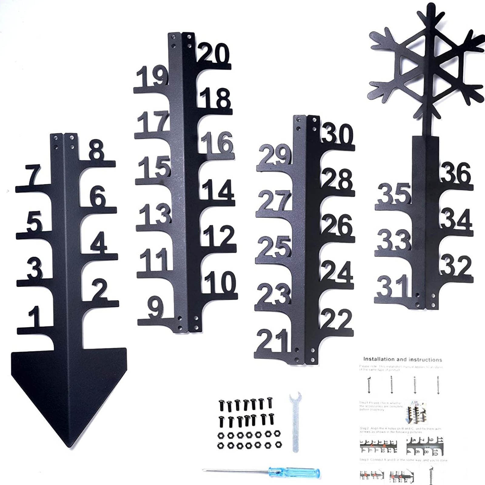 Sunshinehomely 36 Inch Snow Gauge Outdoor, Snow Measuring Stick, Winter Snow Ruler Snowfall Measuring Gauge, Metal Christmas Snow Gauge, Iron Art Snow Gauge for Yard Christmas Decorations