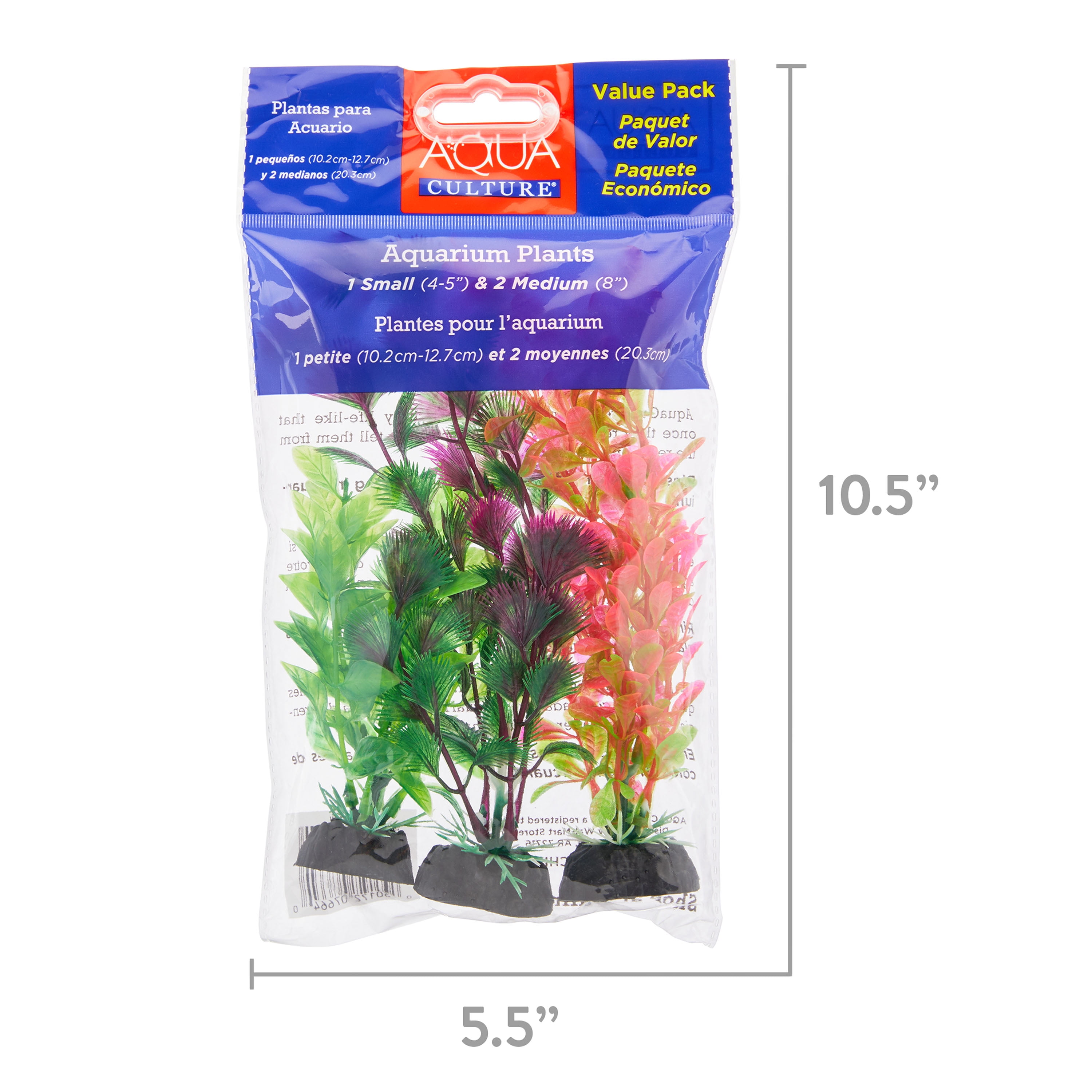 (3 pack) Aqua Culture Aquarium Plants, 3 Count Multicolor