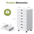 thumbnail image 3 of 7 Drawer Chest Mobile Storage Cabinets Wooden Dresser with Wheels Room Organization Furniture for Office, Pure White, 3 of 6