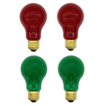 Creative Hobbies 4 Pack A19 Holiday Light Bulbs – 2 Red and 2 Green Medium Base Incandescent Light Bulbs