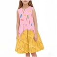 thumbnail image 3 of Piuwrlz Girls Summer Dresses Girl Casual Play Dresses Crew Neck Pleated Skirts Pink Size 5 Years, 3 of 8