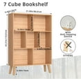 thumbnail image 2 of CRXX 7 Cube Bookshelf, 3 Tier Modern Bookcase with Legs, Mid-Century Modern Wood Book Shelves Storage Freestanding Organizer Display Shelf for Bedroom,Living Room,Office-Natural-80 CM-With Legs, 2 of 7