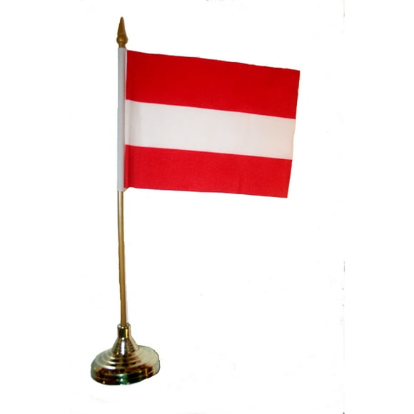 AUSTRIA PLAIN 4 X 6 INCH COUNTRY STICK FLAG WITH GOLD STAND