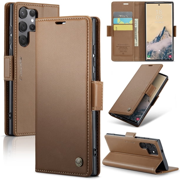 CaseMe Funda de Cuero para Samsung Galaxy S25Ultra con Bloqueo RFID, para Samsung S25Ultra Funda para Mujer y Hombre, Tarjetero con Cierre Magnético, Funda Tipo Folio para Samsung Galaxy S25Ultra