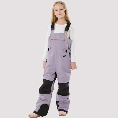 Letdown Kids Snow Bibs - Girls Boys Snow Pants Ski Bib Overall Waterproof_Windproof Warm for Toddler Little Big Kid Teen Unisex Ski Pants (#02-Purple 3-4 Years)