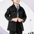 thumbnail image 7 of Cethrio Boys Trench Coats Size 10-12, Mid-length Lapel Collar Casual Long Sleeve Fall Winter Jackets Black, 7 of 7