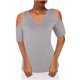 thumbnail image 1 of Camisas sexy de verano para mujer Cuello en V Hombro frío Manga corta Tops Blusa regular Fridja ghk5006, 1 of 5
