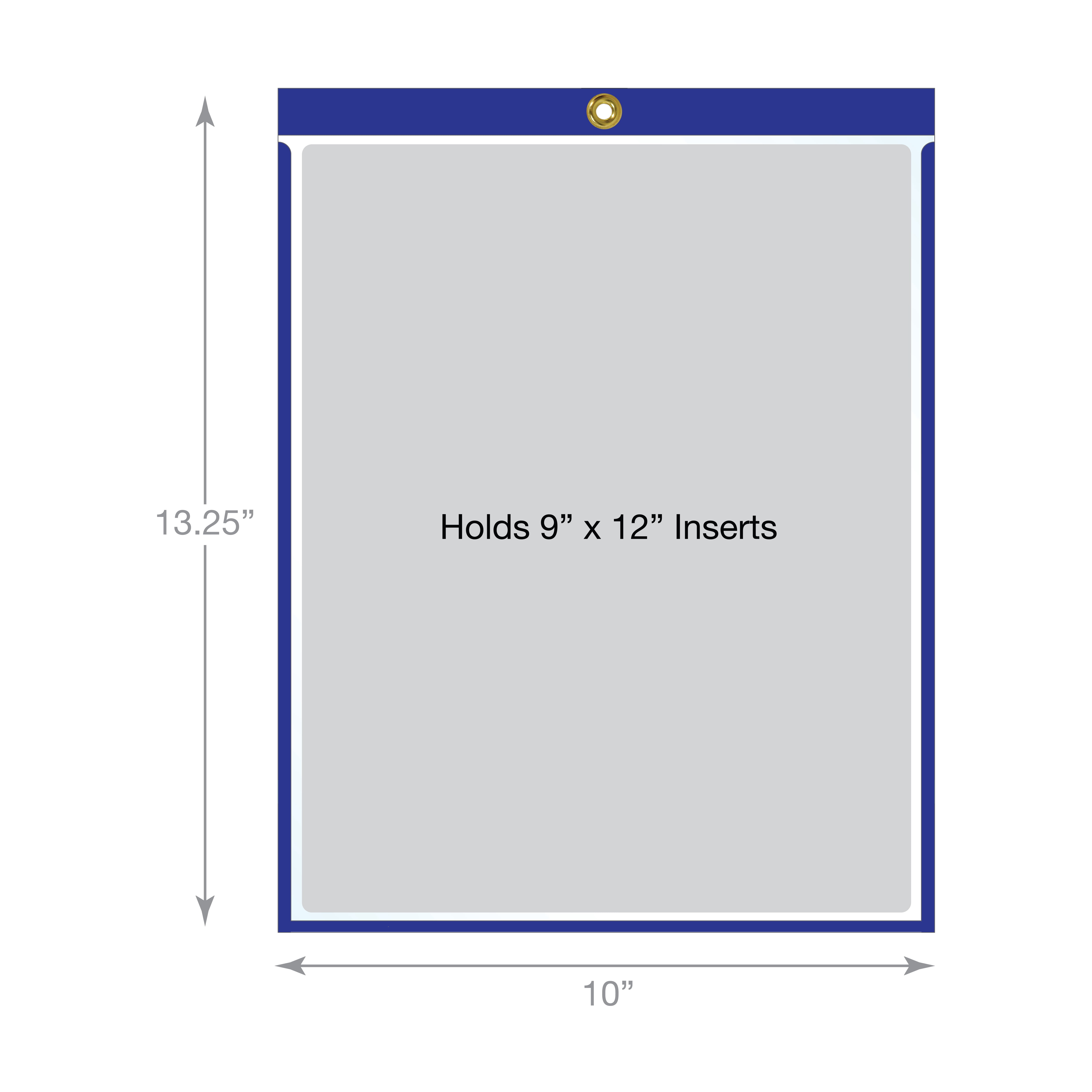 EnvyPak Job Ticket Holders - 9"x12" - Pack of 30 (Blue) Top-Loading w/ Eyelet for Hanging - Made in USA