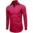 thumbnail image 2 of Omega Italy Men's Long Sleeve Dress Shirt Solid Color Regular Fit 25 Colors, 2 of 5