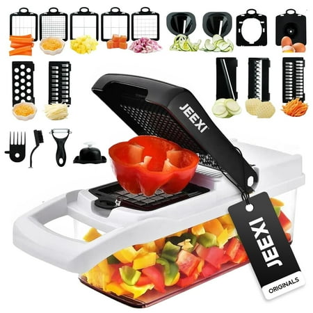 Pro Vegetable Chopper, Multi-functional Onion Chopper, Veggie Chopper w/ Stainless Steel Blades, Vegetable Slicer w/ Container, Mandoline Slicer, Dicer, Cutter Ideal for Fruits/Salads