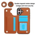thumbnail image 4 of Case Compatible with iPhone 16, Stylish Card Slots Kickstand PU Leather Back Case Magnetic Closure RFID Blocking Drop Protective Shockproof Cover for iPhone 16, Brown, 4 of 8