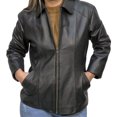 thumbnail image 2 of Chamarra de piel elegante color negro con cuello de solapa para dama Castelli Leather Authentic Georgette Chamarra bomber elegante con cuello de solapa, 2 of 4