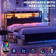thumbnail image 6 of iSunirm Headboard for Queen Size Bed with Bookcase Storage, Queen Headboards with LED Light and Power Outlets, Sturdy Queen Size Head Board, for Queen Size Bed, 61'' Width, Black, 6 of 8
