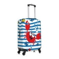 thumbnail image 3 of Balery Red Funny Crab On Blue Stripe Luggage Cover Protector, Scratch And Dirt Resistant, Fits 18-32 Inch Luggage(excluding luggage) - Small, 3 of 9