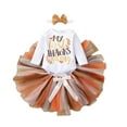 thumbnail image 2 of Kiapeise My First Thanksgiving Baby Girls Outfits Long Sleeve Letter Romper Tops +Tulle Tutu Skirt+Headband, 2 of 10
